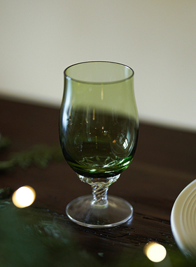 海绵空间 复古绿色威士忌酒杯花托玻璃底座烈酒杯鸡尾酒杯红