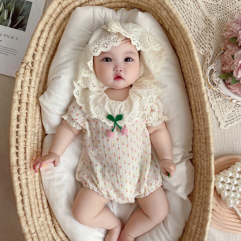 婴儿夏季哈衣女宝宝印花连体衣清新三角包屁衣纯棉连身爬服装2758
