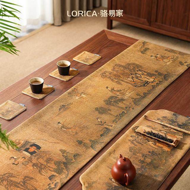 骆易家【洛神赋图】新中式桌旗防水茶席茶台布艺长条茶桌茶几桌台,居家布艺,茶席,淘宝优惠券,粉丝福利购,淘宝优惠卷