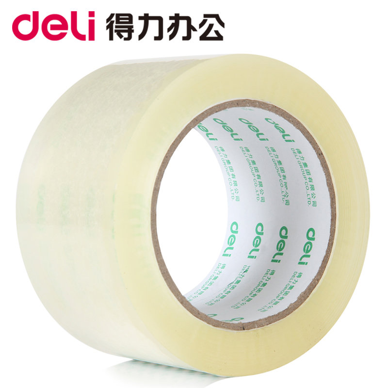 得力30325透明/米黄胶带大号 宽胶带封箱胶带60*100y快递打包封口