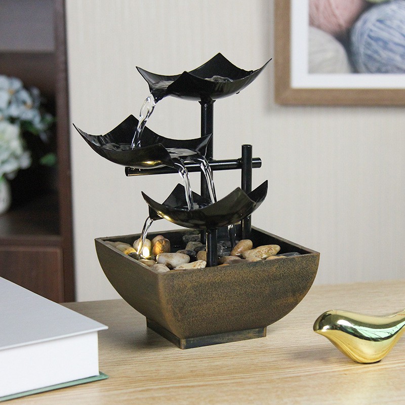 homedecor流水摆件招财桌面喷泉工艺品电视柜流水喷泉风水摆件
