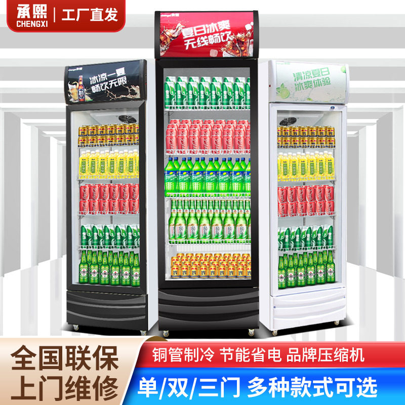 冷藏展示柜饮料柜立式商用冰箱单门保鲜柜双门啤酒柜饭店超市冰柜