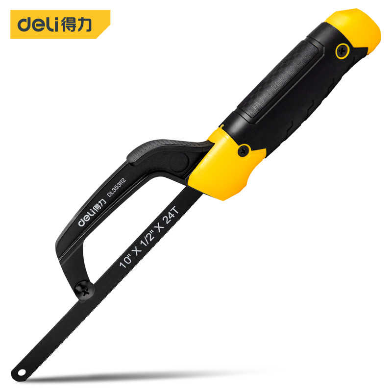 得力迷你钢锯架铝合金10寸24T锯手工锯弓手用小型小钢锯DL3531