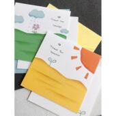 小芽花朵彩色卡 教师节老师感谢儿童学生贺卡卡片材料包定制手工