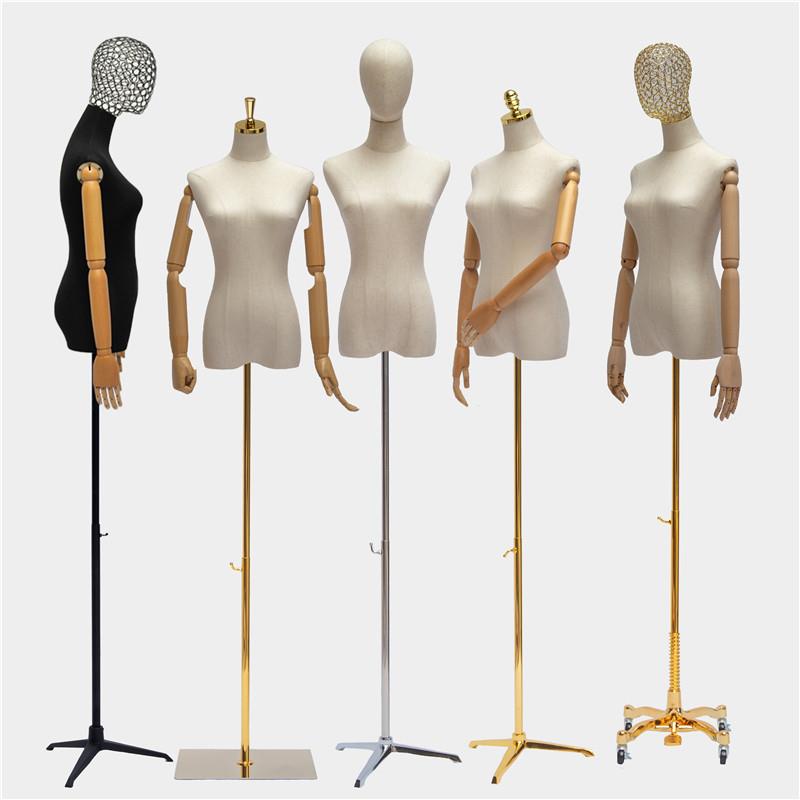 模特道具女橱窗金色女半身模特架服装店全身人台婚纱店展示架带头