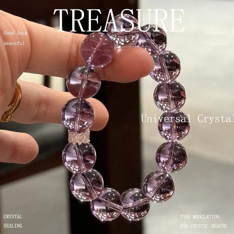 【紫韵流光】普陀山上岸天然近净体紫水晶手串显白紫色水晶手链女