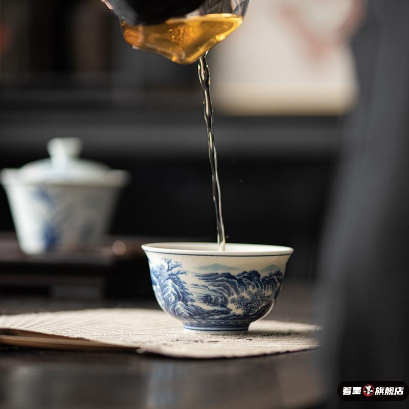 青花瓷高档主人杯单杯复古茶杯陶瓷茶盏个人专用功夫茶具品茗杯