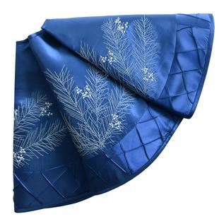 索兰朵 饰品 蓝色银枝红果绣花树裙手工菱形装 饰圣诞树树底座装