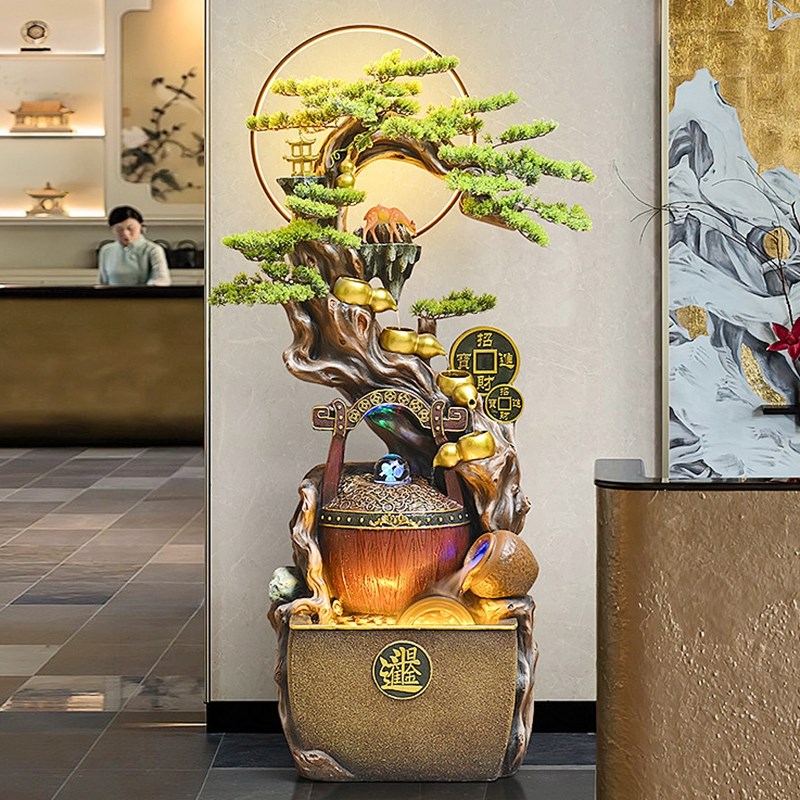 招财假山流水摆件风水轮循环水办公室玄关装饰落地水景观开业礼物