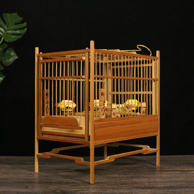 老竹皮料紫竹抽屉鸟笼精品笼绣眼黄雀贝子文鸟黄豆四方笼竹制品