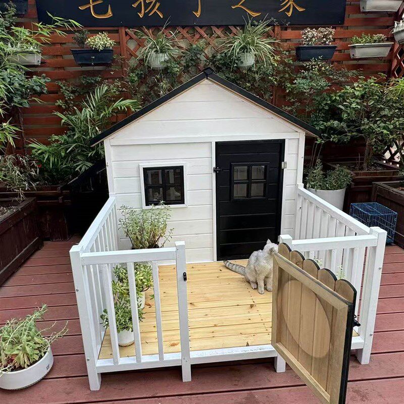 户外防雨狗窝猫窝狗屋狗房子实木四季通用狗别墅防雨防腐防晒狗窝