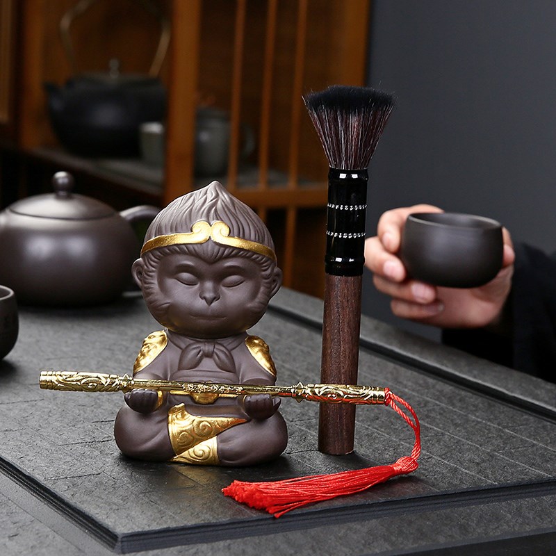 孙悟空紫砂茶宠可养手工大圣茶玩茶桌茶台茶盘精品摆件茶具配件