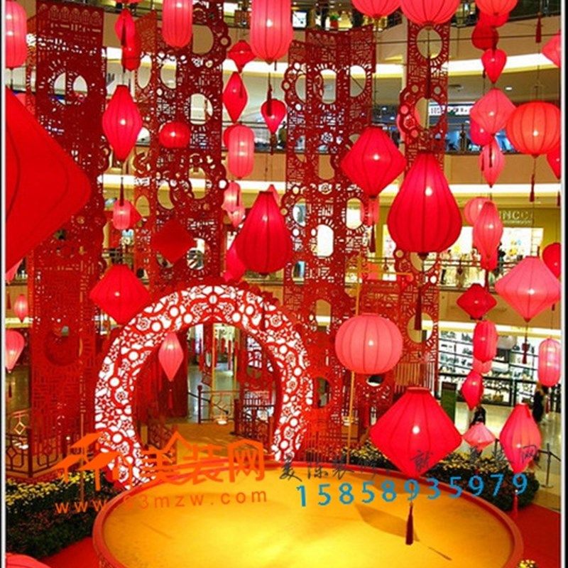 中秋节国庆美陈中庭吊饰商场喜庆氛围摆件天井吊饰新年中空装饰品