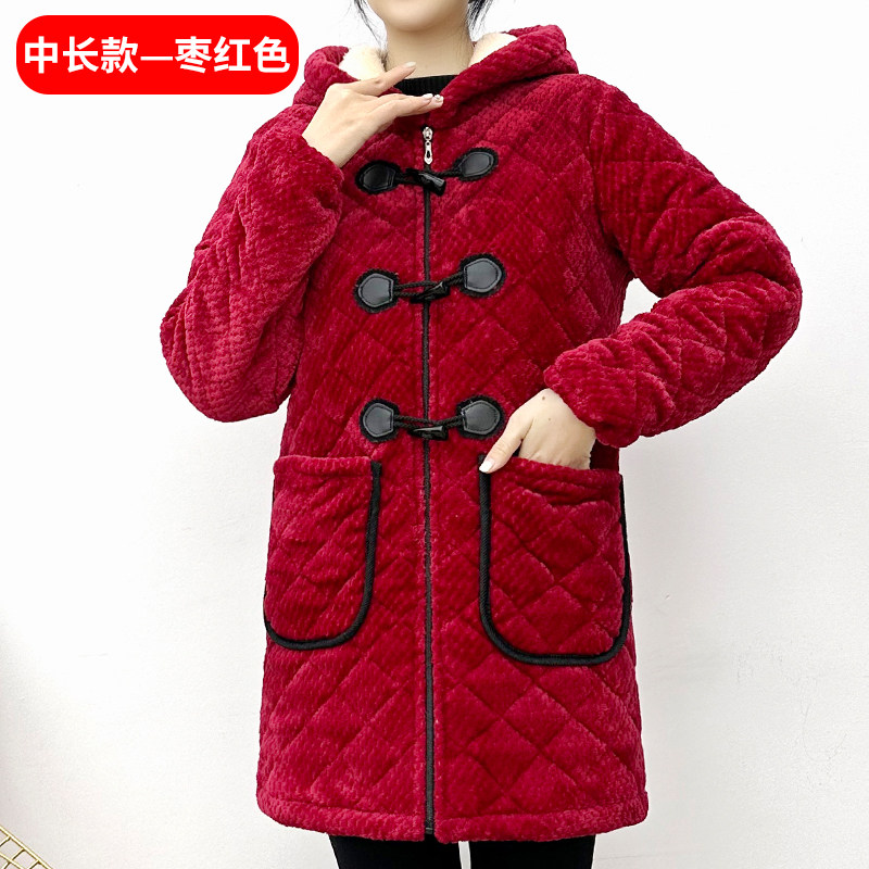 冬季加绒罩衣女工作服可外穿防污清洁围裙外套保暖加厚连帽时尚新