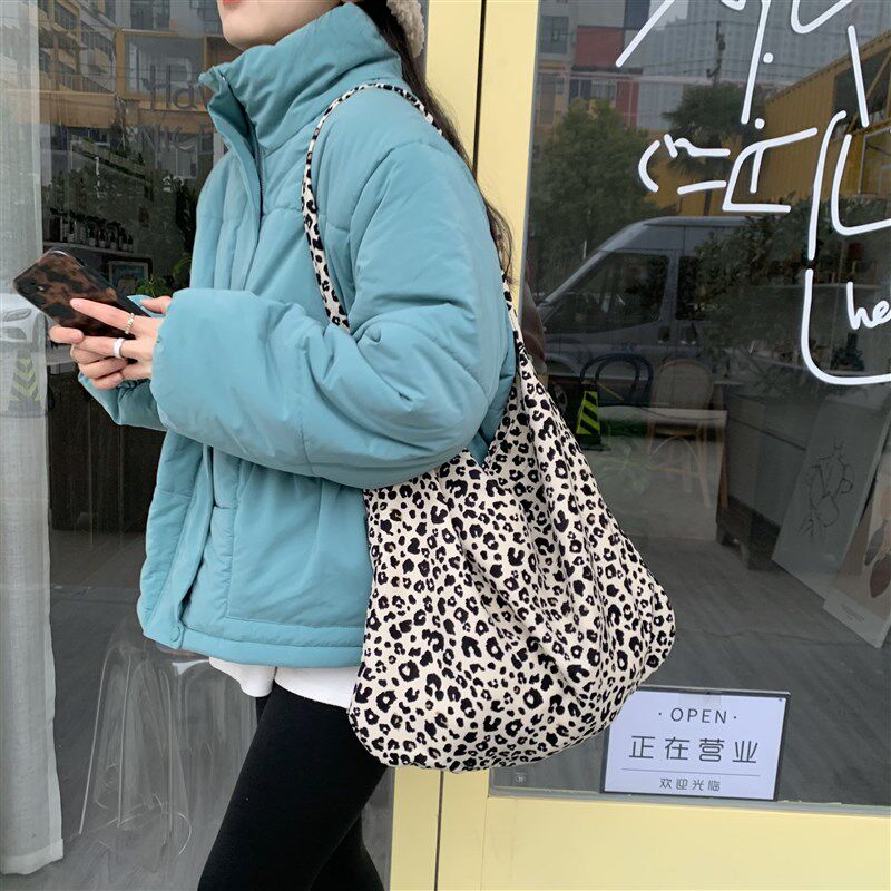 韩国ins豹纹帆布包女孔孝真宋通用款女包