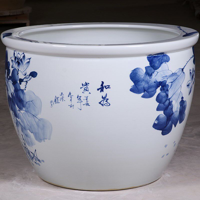 景德镇陶瓷鱼缸1米特大水缸瓷缸睡莲盆荷花缸碗莲锦鲤缸庭院大缸