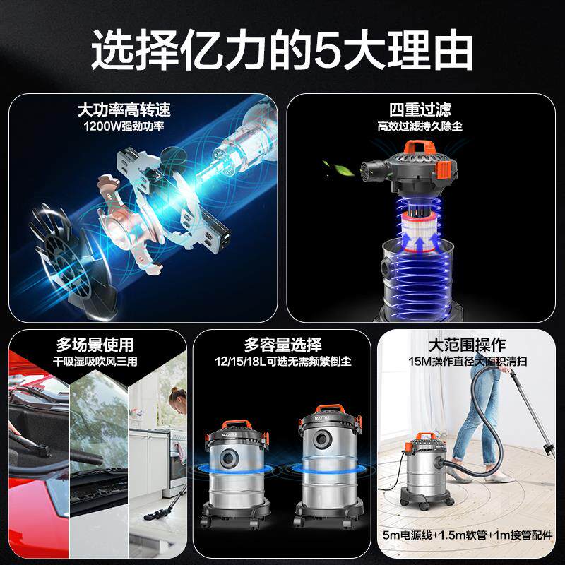 苏宁吸尘器家用大吸力强力大功率装修美缝工业商用手持吸尘机2872