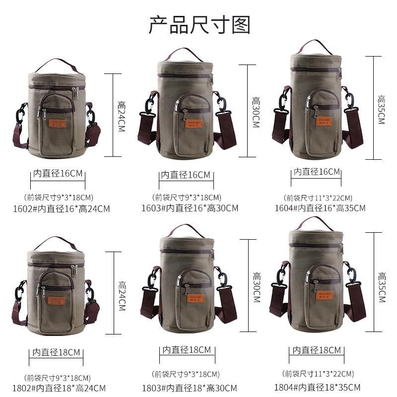 户外饭盒保温袋帆布保温桶套铝箔内套双肩背包