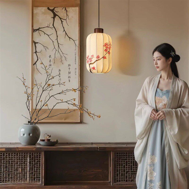 宋式美学床头吊灯中式复古创意灯笼餐厅灯玄关走廊入户装饰吊线灯