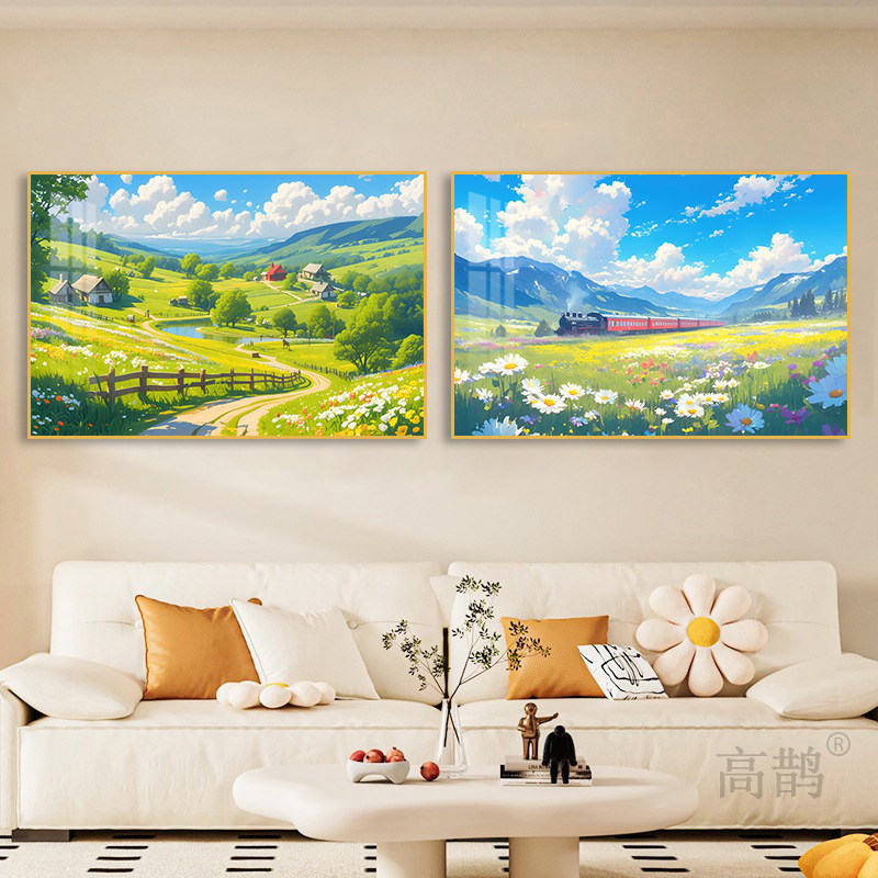 宫崎骏动漫装饰画治愈系客厅沙发背景墙挂画儿童房卧室田园风壁画
