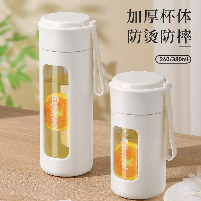 韩国进口水杯玻璃杯夏季防摔双层隔热耐高温便携2026新款泡茶杯子