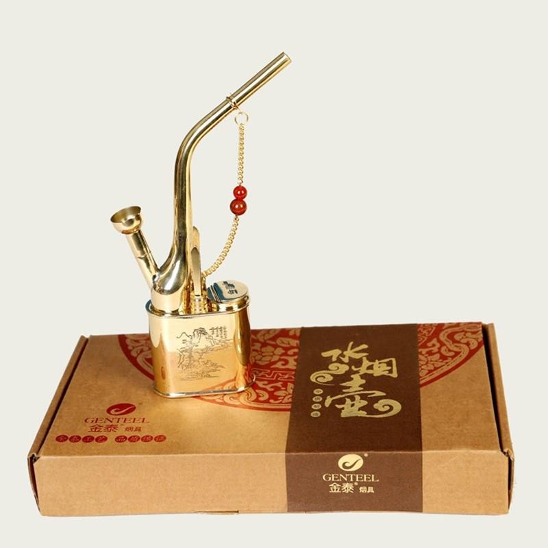 复古黄铜水烟壶纯铜两用水烟袋老式烟斗锅卷烟烟丝水过滤专用烟斗