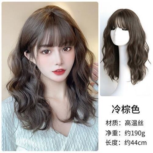 羊毛卷短发假发女自然全头套短卷发造型减龄中长发锁骨发型假发套