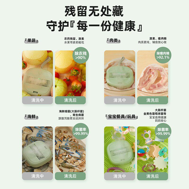 罗娅果蔬清洗机除农残自动洗菜机无线家用杀菌蔬菜水果消毒净化器