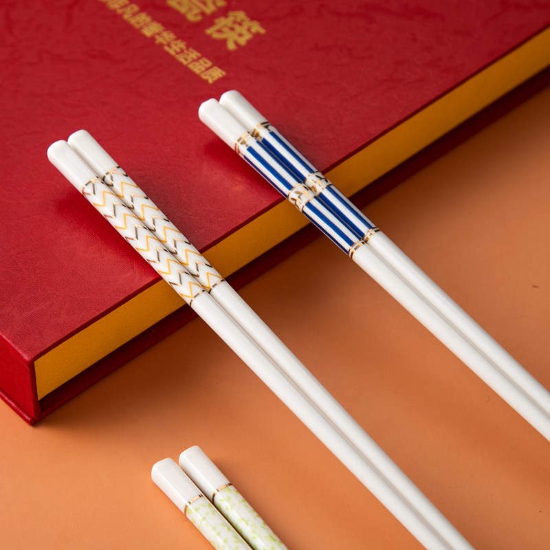 陶瓷筷子家用景德镇高档骨瓷轻奢欧式筷子10双装防霉防滑家庭送礼