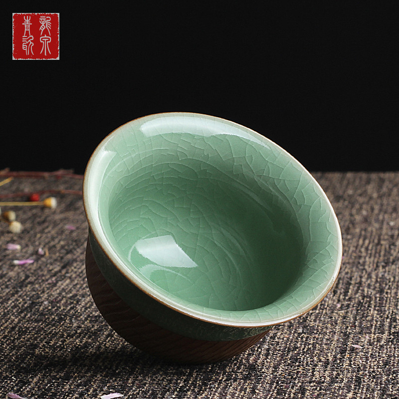 龙泉青瓷盖碗茶杯 茶具中号手工跳刀茶碗 陶瓷功夫茶三才盖碗包邮