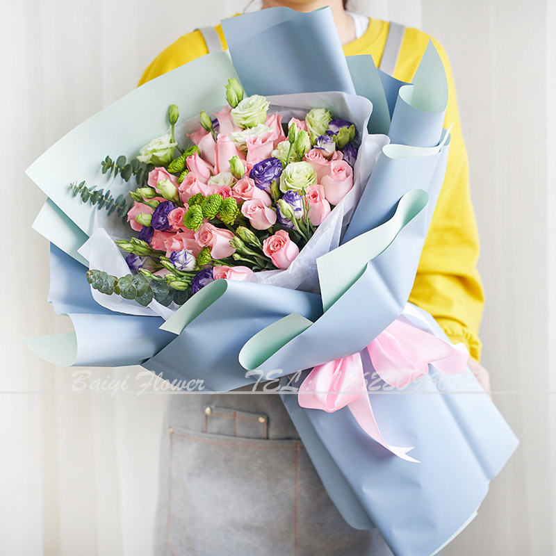 天津北京鲜花速递同城红粉玫瑰康乃馨向日葵百合生日花束花店送花