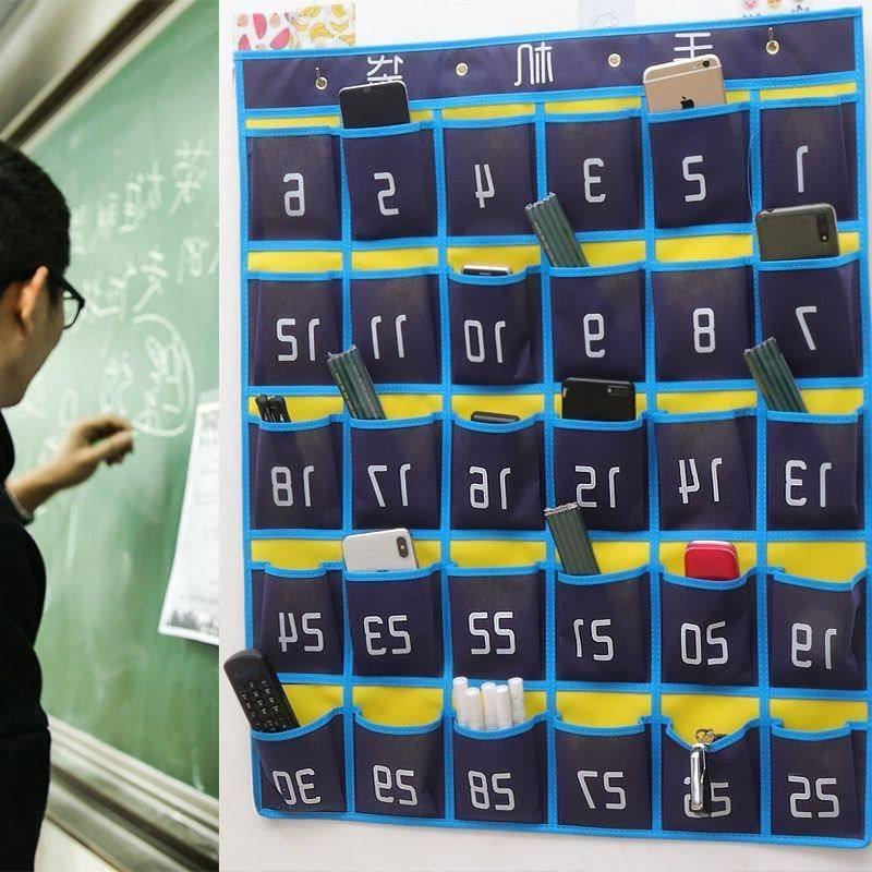 手机收纳布袋壁挂门后收墙挂式整袋理60812教室会议室手号多袋层