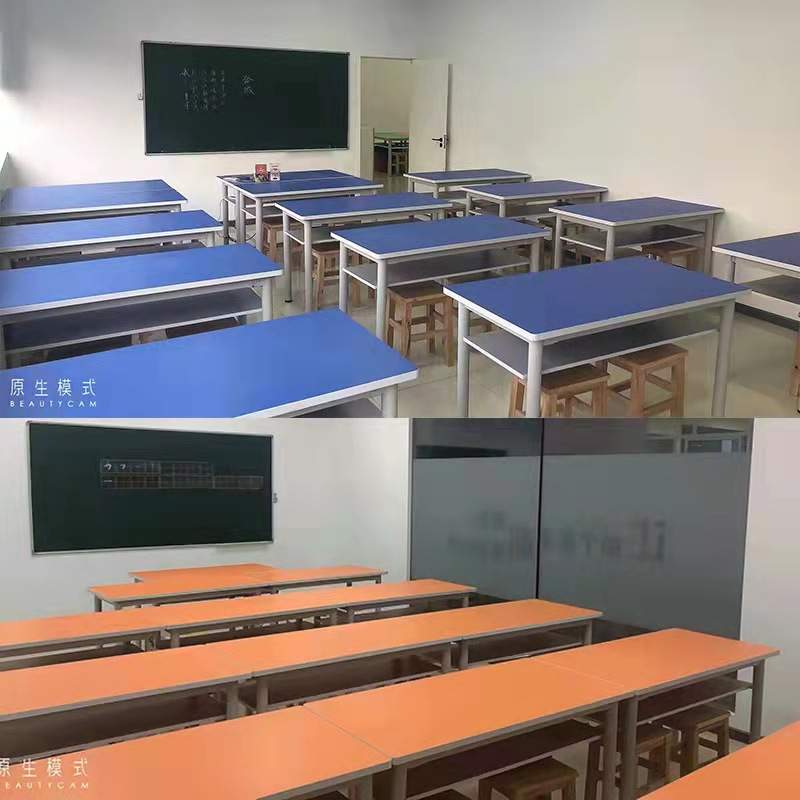 阅览室团体辅导钢架三角桌椅梯形扇形组合拼接六角课桌椅智慧教室