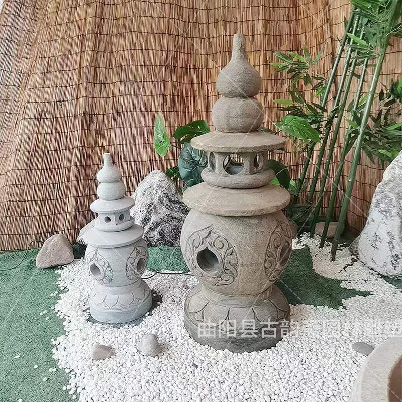 石雕西湖石灯 仿古园林雕塑三潭映月灯做旧青石天坛庭院石灯摆件
