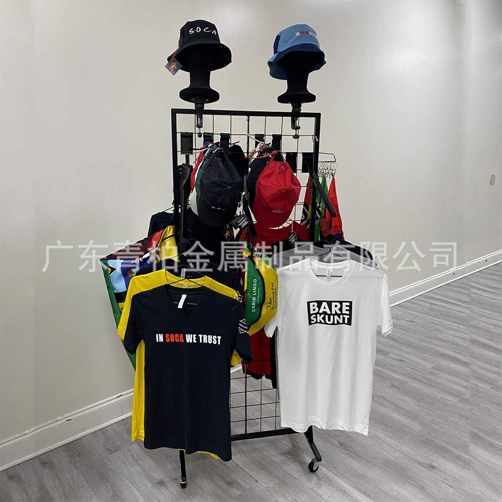 立式网片展示架落地带边框收纳架 铁艺置物架拆装 可配挂钩网格架