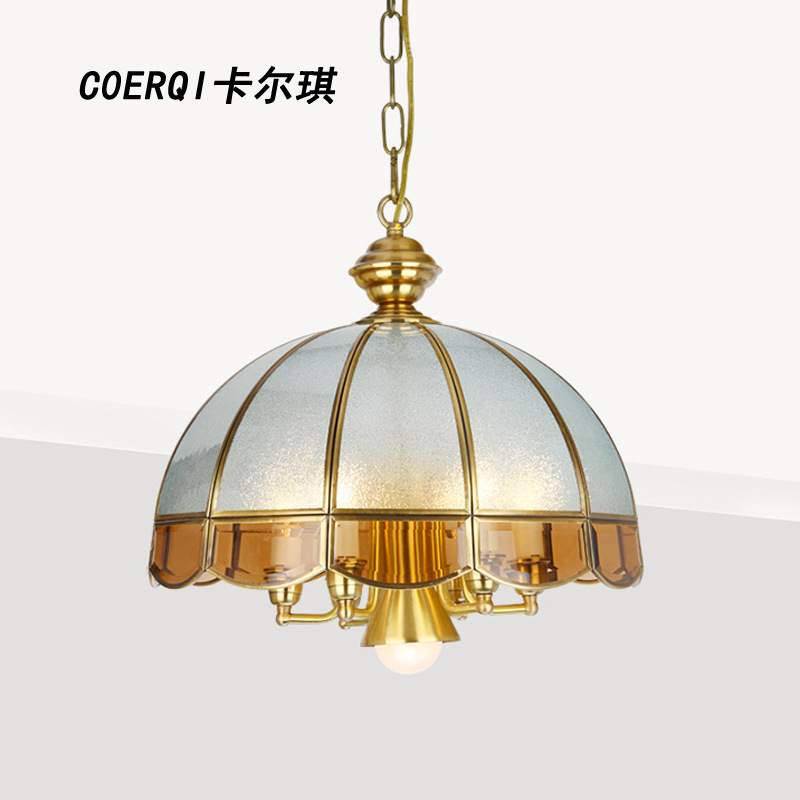 美式吊灯复古铜灯 客厅卧室书房全铜吊灯 欧式吊灯餐厅灯具