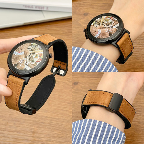适用荣耀手表Fit疯马皮纹表带