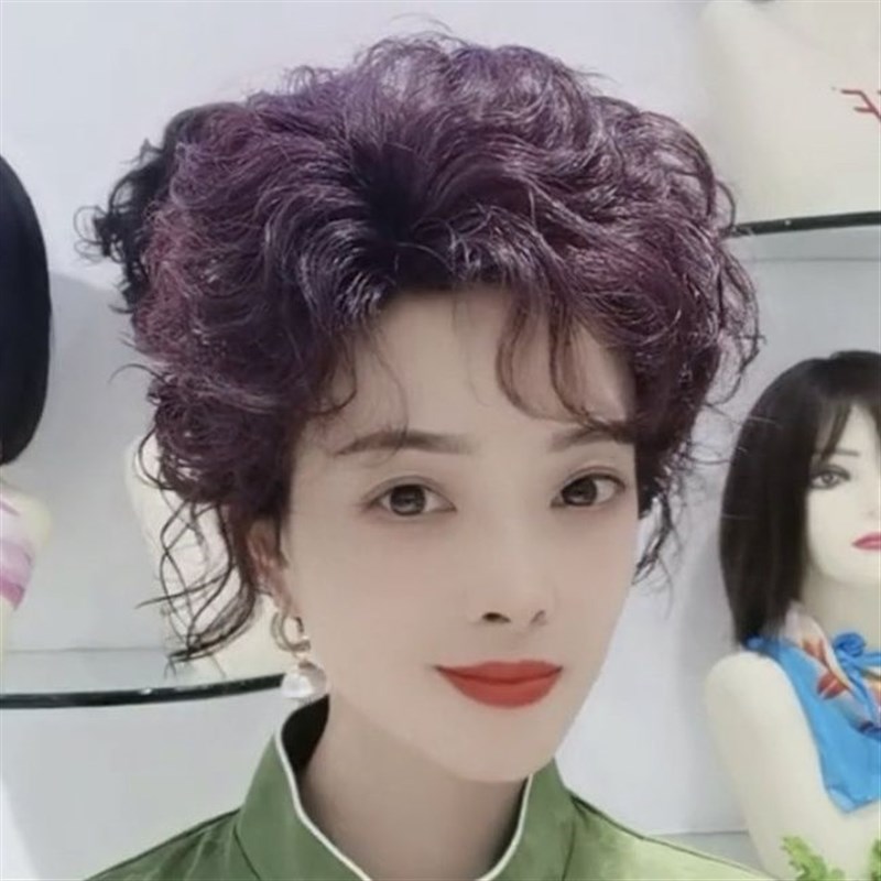 假发片女头顶轻h薄款卷发全真发遮白发蓬松增发量气质羊毛卷补发