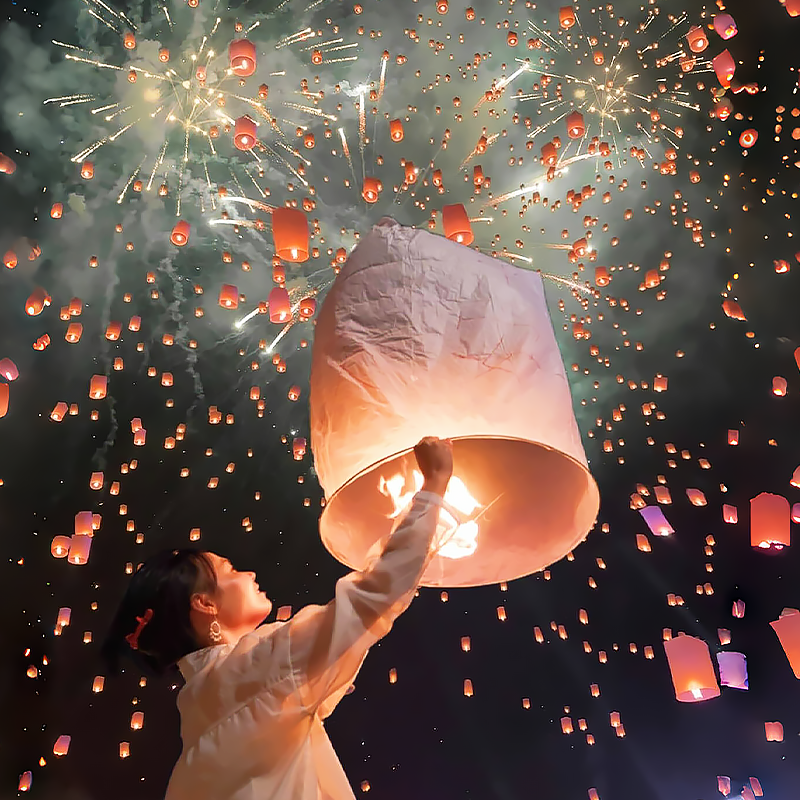 新年春节孔明灯许愿安全型阻燃加厚批发摆摊创意祈天灯福户外装饰