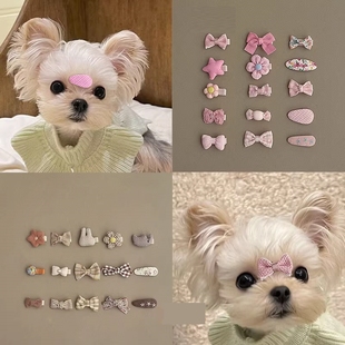 约克夏小卡子狗狗专用发夹碎毛碎发夹发卡夹子蝴蝶结鼻梁bb夹头饰