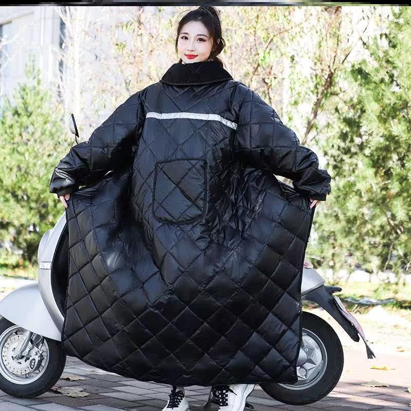 骑车防风衣冬季电动车挡风被女2022新款防水护膝防寒挡风加厚护颈
