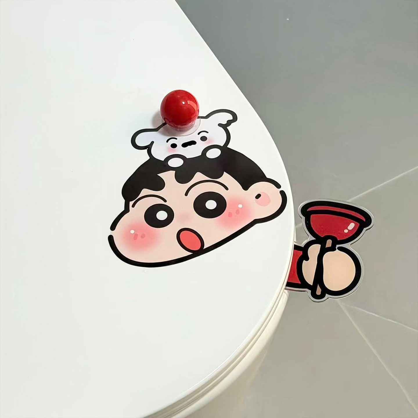 蜡笔小新马桶提盖器亚克力无痕胶不脏手翻盖提手可爱卫生间家用