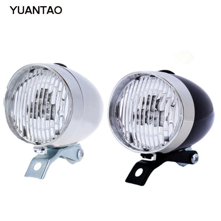 自行车单车复古安全警示前大灯3LED超亮电池骑行灯夜间骑行灯