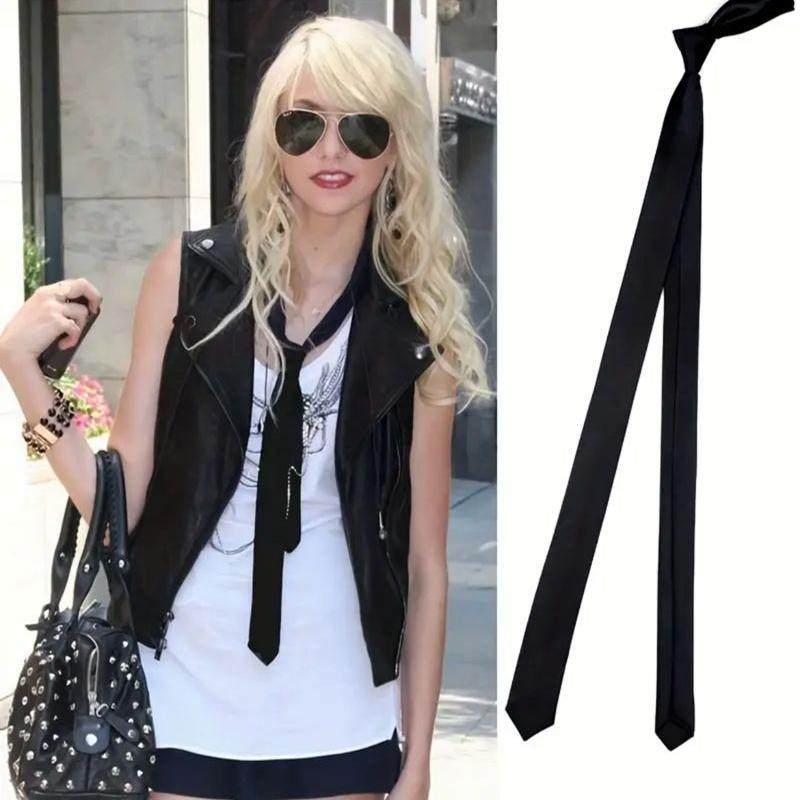 韩版3.5CM超窄手打领带学生休闲领带男款女士细领带学院风纯黑色