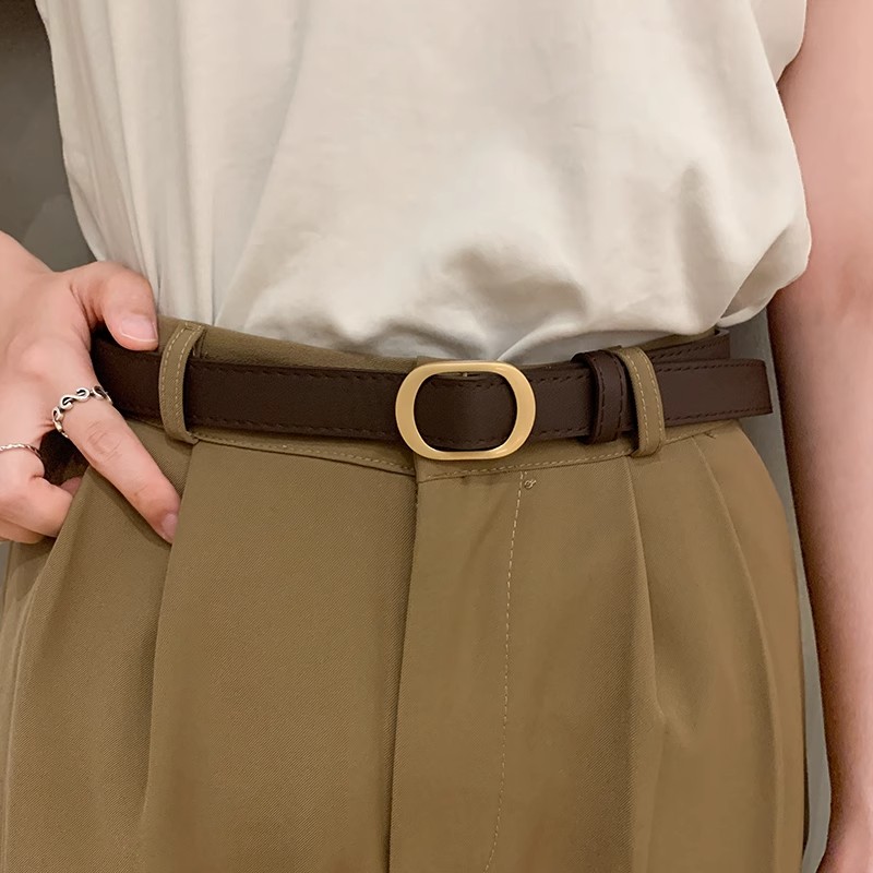 韩国东大门2025年新款韩版黑色腰带无孔女学生扣皮带软不用打孔潮