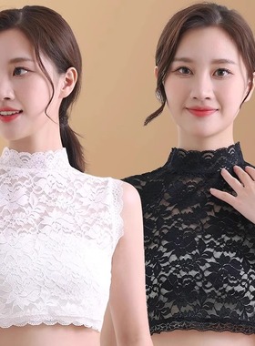 假领子蕾丝百搭女假领高档半高秋冬领花边衬衫衣领配毛衣的黑白色