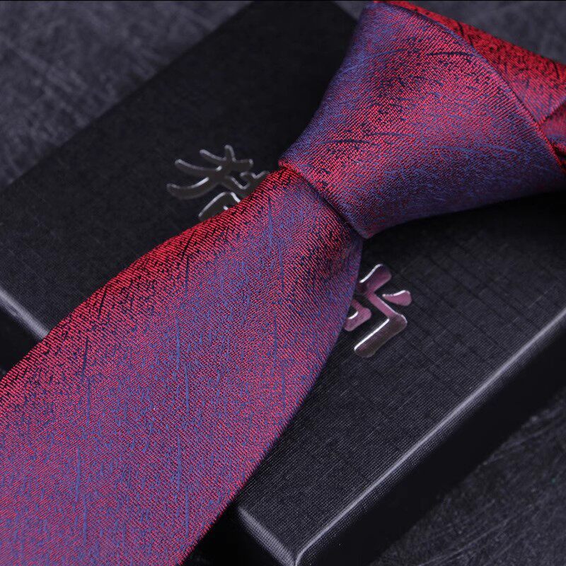 真丝桑蚕丝领带男新郎正装商务结婚休闲酒红色条纹职业工作潮流