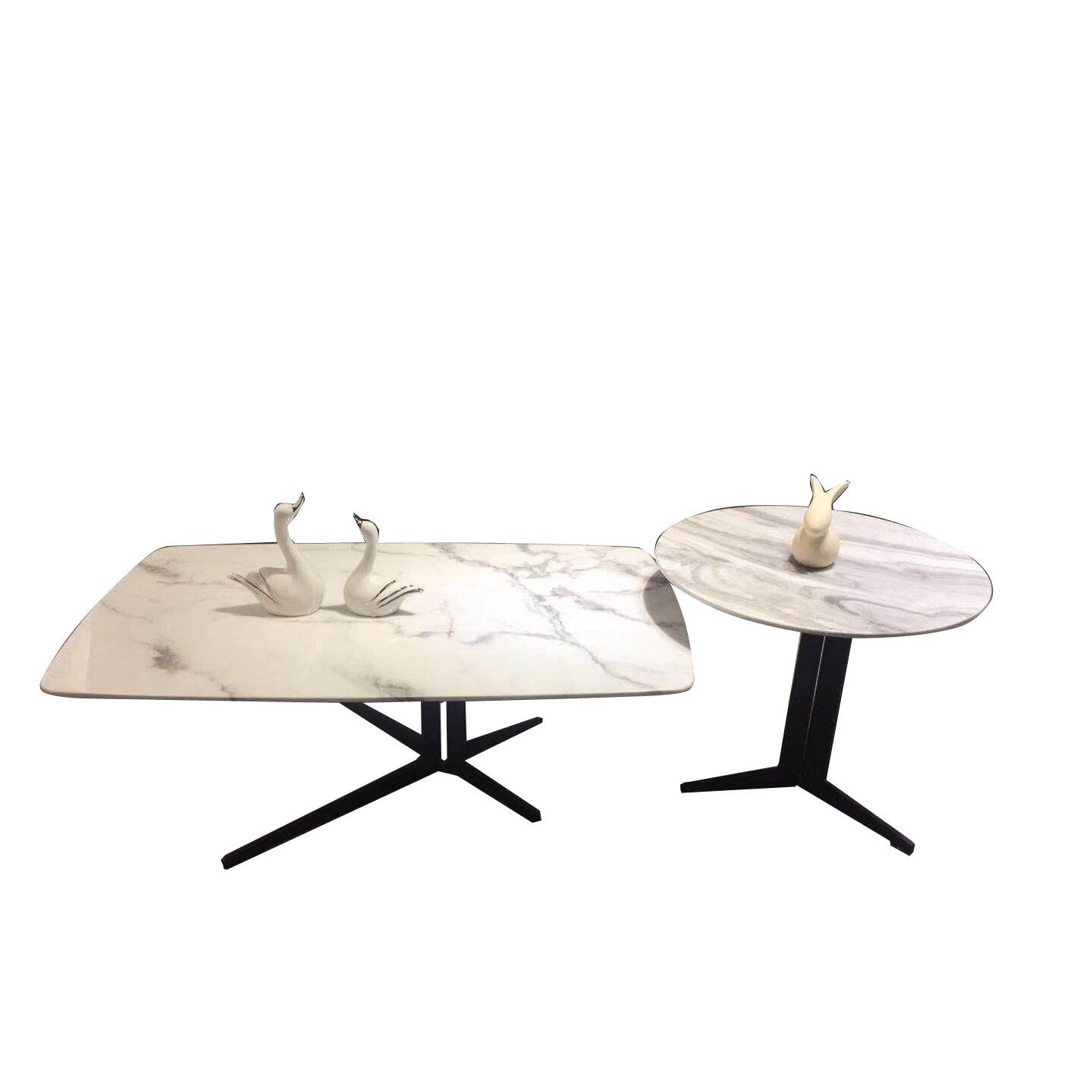 后现代茶几办公室客厅轻奢迷你圆桌阳台会客大理石小茶几现货