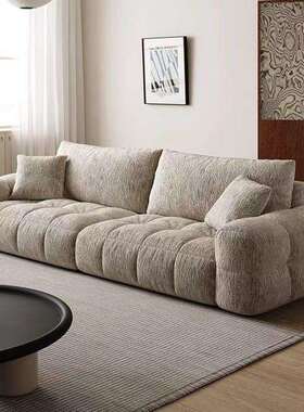 法式复古绿色沙发泡芙磨砂布布艺沙发客厅现代简约奶油风云朵沙发