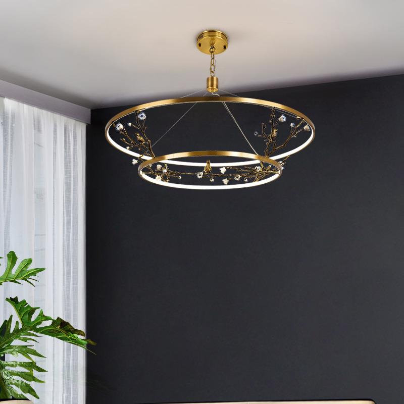 【喜上眉梢】艺术客厅吊灯全铜新中式轻奢小鸟树枝酒店创意灯具